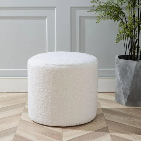 19-Inch Wide Round Pouf Ottoman Footstool, No Assembly Required, Stool Chair for Living Room