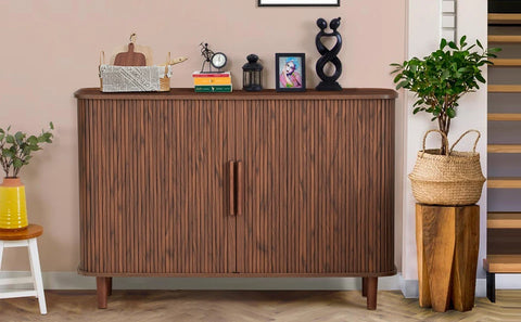 Sideboard Buffet Cabinet, Storage Cabinet with Sliding Doors and Handles, Modern Wooden Sideboard Cabinet for Living Room