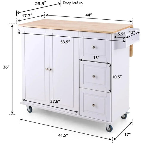 Kitchen Cart, Kitchens Island Carts on Wheels - Portable Kitchens Island with Drop Leaf, Kitchen Cart