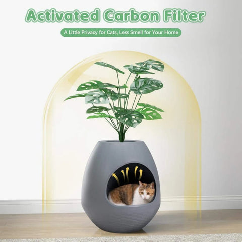 8-in-1 Hidden Cat Litter Box Enclosure Planter, Plant Litter Box