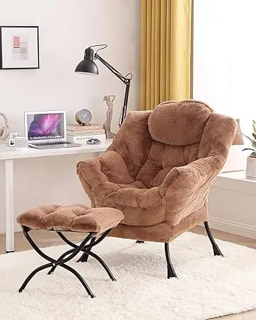 Lazy Chair with Ottoman, Modern Large Accent Lounge Chair, Leisure Sofa Armchair with Ottoman, Reading Chair with Footrest