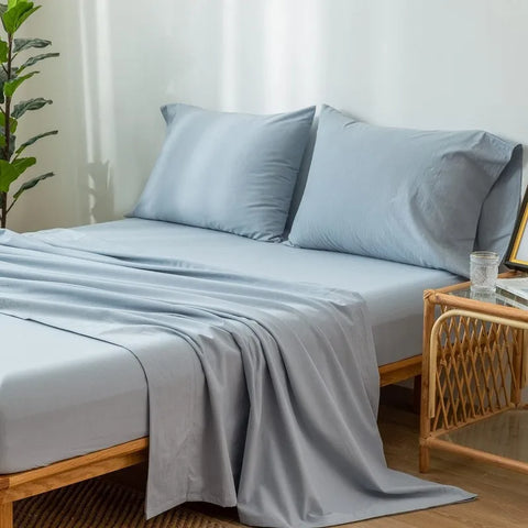 Bedding Sheet Set 100% Washed Cotton Linen Like Textured Breathable Durable Soft Comfy