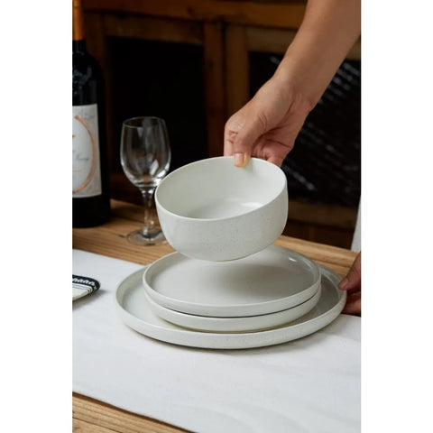 Plates and Bowls Set, 12 Pieces Dinnerware Sets, Dishes Set for 4