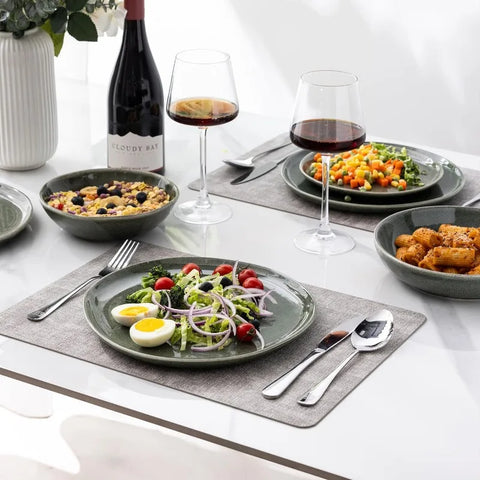 Ceramic Dinnerware Sets,Handmade Reactive Glaze Plates and Bowls Set,Highly Chip and Crack Resistant