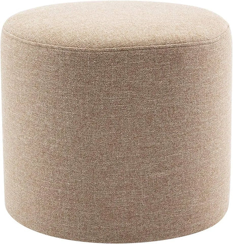 19-Inch Wide Round Pouf Ottoman Footstool, No Assembly Required, Stool Chair for Living Room