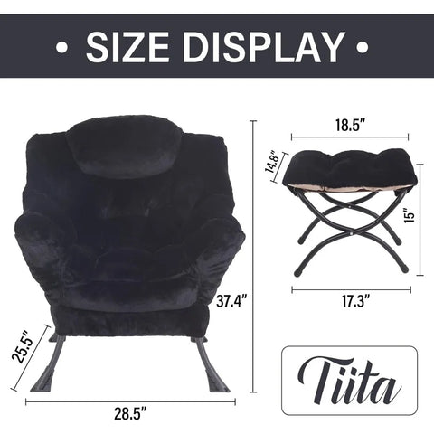 Tiita Lazy Chair with Ottoman, Modern Large Accent Lounge Chair, Leisure Sofa Armchair with Ottoman, Reading Chair