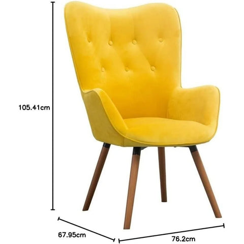 Roundhill Furniture AC155YL Doarnin Silky Velvet Tufted Button Accent Chair, Yellow 30D x 41.5W x 26.8H in