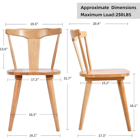 DUHOME Wood Dining Chairs Set of 2,Mid Century Natural Curved Wishbone Dining Chairs Oak Wooden Kitchen & Dining Room