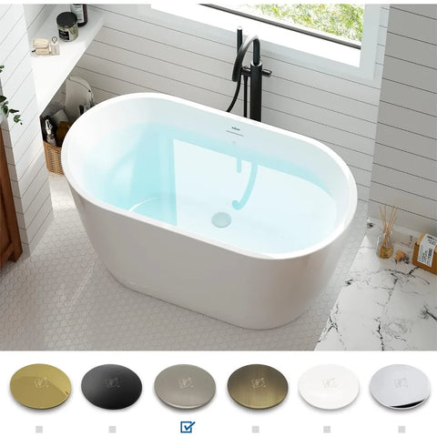 47" Bali Acrylic Freestanding Bathtub, Graceful Shape, cUPC, Toe-Tap Drain, Linear Overflow