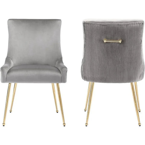 Modern Leisure Velvet Dining Chairs Set of 2, Upholstered Velvet Chair with Gold Metal Legs, Mid-Century Accent Chair with Back