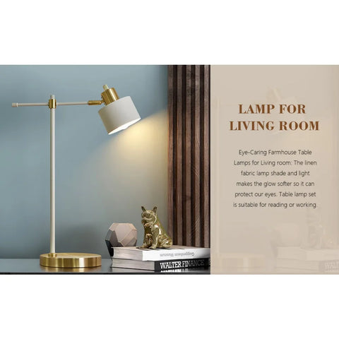 OYEARS Modern Industrial Desk Lamp for Reading LED 22.2“ Metal Table Lamp Light for Office Bedroom Study Room Living Room