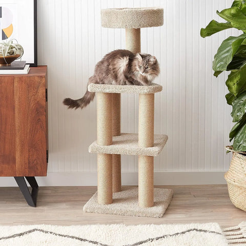 Cat Tree Indoor Climbing Activity Tower with Scratching Posts, Large, 17.7" x 45.9", Beige