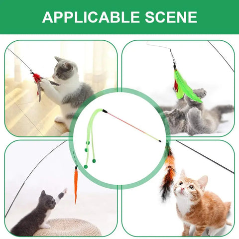 Feather Wand Cat Toy Feather Teaser Interactive Cat Toys Feathers Wand For Joyful Moments Cat Fishing Rod Cat String Toy For