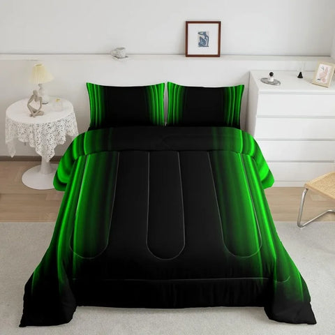 Comforter Set Kids Teens Dark Blue and Black Striped Bedding Bed Set Decor Modern Fashion Comforter Inner Fill Bedroom