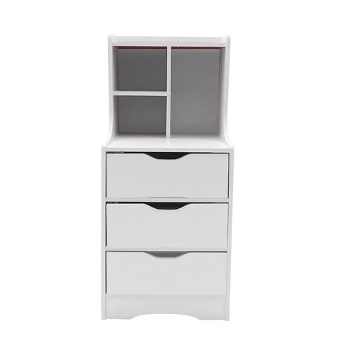 Modern Tall White Nightstand With 3 Drawers Side Stand Storage Cabinet Bedside Table Organizer Bedroom Furniture White