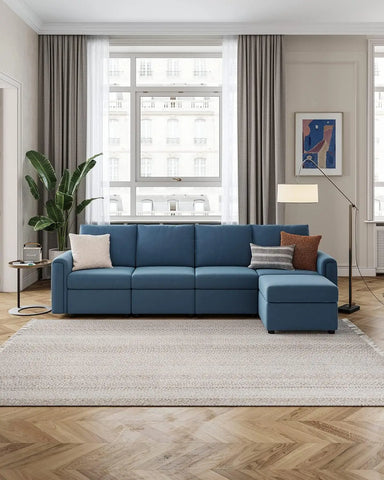 Modular Sectional Sofa with Storage, Washable Sectional Couch, Covers Changeable, Couch Ottoman to Extend Your Sofa