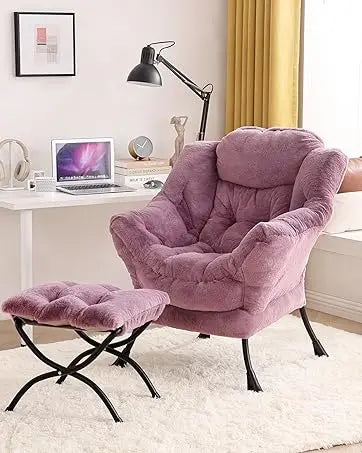 Lazy Chair with Ottoman, Modern Large Accent Lounge Chair, Leisure Sofa Armchair with Ottoman, Reading Chair with Footrest