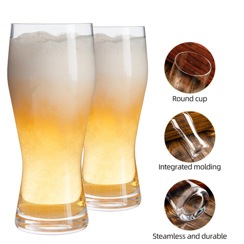 20oz Beer Glasses Set of 4 Beer Pint Glass. Craft Beer Glass, Pilsner Glasses, IPA Beer Glass. Solid Glassware Beer Cup