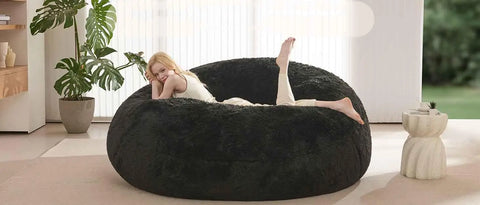 Bean Bag Chair Cover for Adults Kids (Without Filling) Comfy Fluffy Giant Round Beanbag Lazy Sofa Cover for Reading Ch