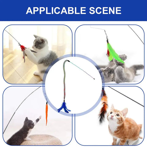 Feather Wand Cat Toy Feather Teaser Interactive Cat Toys Feathers Wand For Joyful Moments Cat Fishing Rod Cat String Toy For