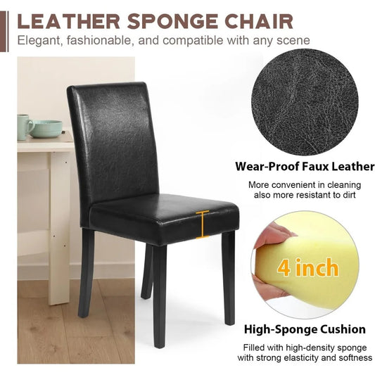 dining chair，Dining Chairs Set of 4,Dining Room Chairs,Side PU Cushion Chairs with Waterproof Surface and Wood Legs