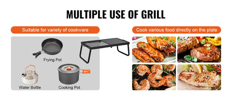 VEVOR Folding Campfire Grill,Portable Camping Grates Camp Fire Cooking Equipment with Legs Carrying Bag for Outdoor BBQ Cooking