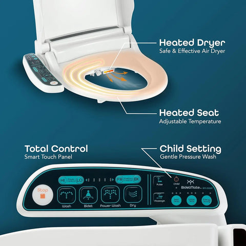 2000 Series Electric Bidet Heated Smart Toilet Seat with Unlimited Water, Side Control Panel, Deodorizer