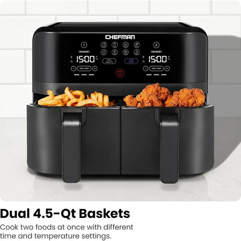 Touch Dual Air Fryer, Maximize The Healthiest Meals With Double Basket Capacity, One-Touch Digital Controls