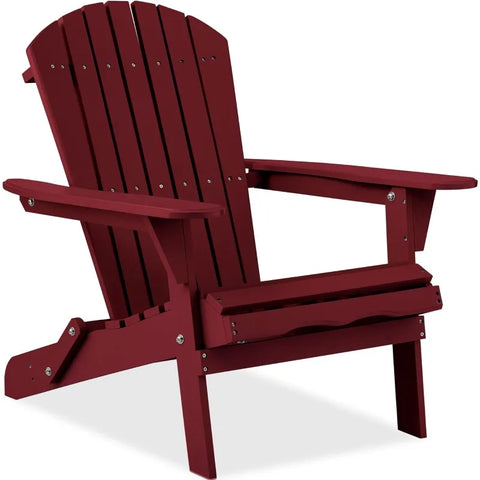 Best Choice Products Folding Adirondack Chair Outdoor Wooden Accent Furniture Fire Pit Lounge Chairs for Yard, Garden, Patio