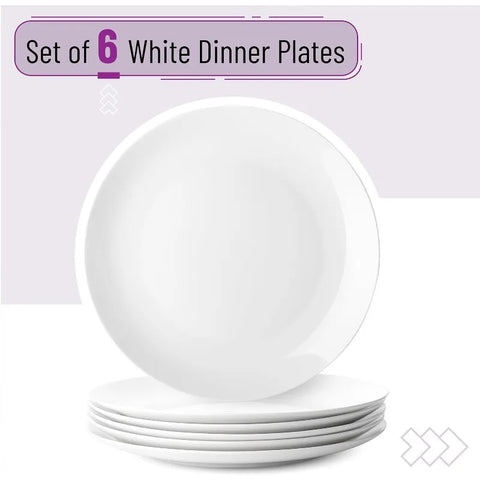 White Porcelain Dinner Plates, Set of 12, 10.5", White Dishes, Porcelain Dinner Plates, Plate Set for 12, Porcelain Plates