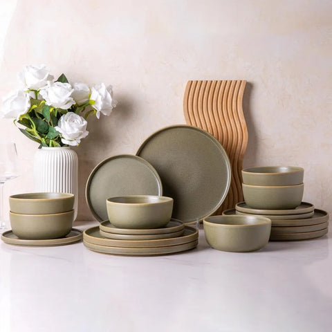 AmorArc Stoneware Dinnerware Sets of 6,Reactive Ceramic Plates and Bowls Set,Highly Chip and Crack Resistant | Dishwasher