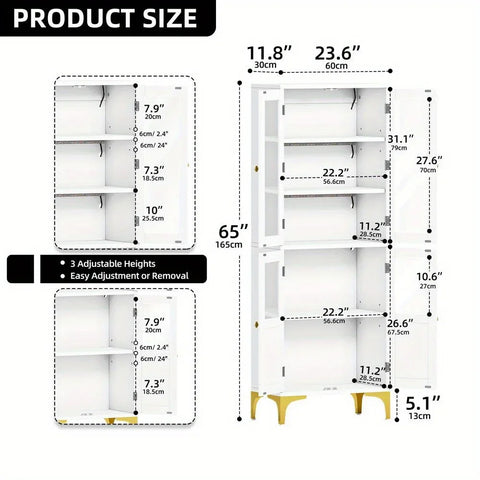 Storage Cabinet with Doors & LED Lights Pantry Cabinet Kitchen Storage Organizer