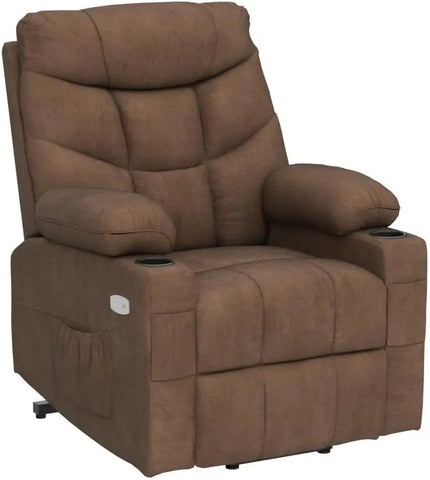 Electric Power Lift Recliner Chair for Elderly, Fabric Recliner Chair with Massage and Heat, Spacious Seat, USB Ports,