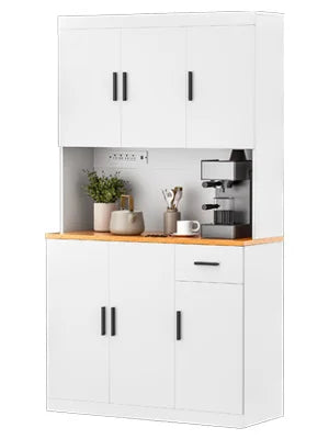 Kitchen Pantry Cabinet, 71" Tall Kitchen Storage Cabinet with Power Outlet, Freestanding Kitchen Hutch with countertop