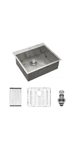 32 Inch Workstation Kitchen Sink -  32x19 Inch 16 Gauge Stainless Steel Single Bowl Sink with R10 Corners,