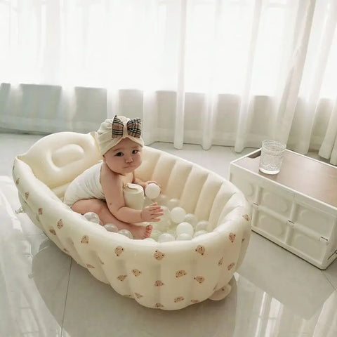 Baby Inflatable Bathtub Portable Baby Bath Tub Non-slip Travel Bathtub Mini Air Swimming Pool Child Thick Folding Shower Tub