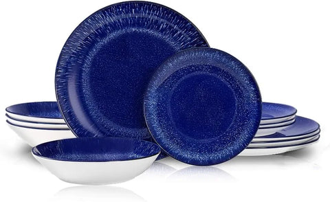 12 Piece Round Kitchen Dinnerware Set,Service for 4, Chip Resistant Porcelain