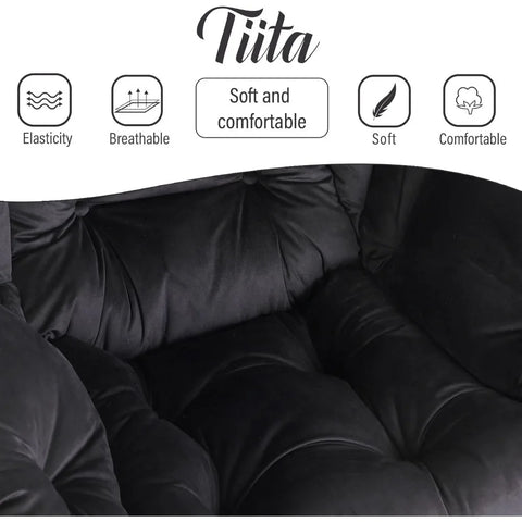 Tiita Lazy Chair with Ottoman, Modern Large Accent Lounge Chair, Leisure Sofa Armchair with Ottoman, Reading Chair