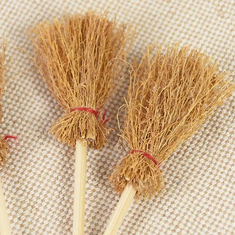 10Pcs Mini Broom Halloween Hanging Ornaments DIY Costume Props Accessories for Miniature Doll House Halloween Party Decoration