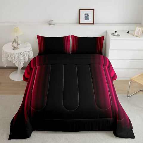 Comforter Set Kids Teens Dark Blue and Black Striped Bedding Bed Set Decor Modern Fashion Comforter Inner Fill Bedroom