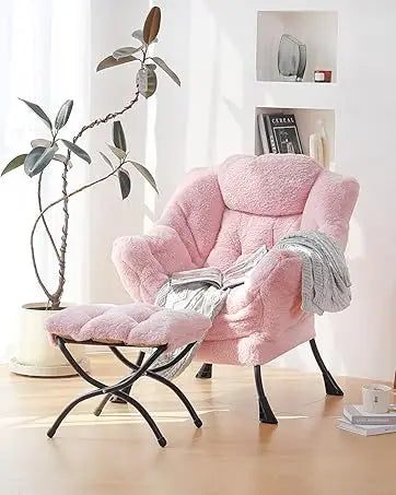 Lazy Chair with Ottoman, Modern Large Accent Lounge Chair, Leisure Sofa Armchair with Ottoman, Reading Chair with Footrest