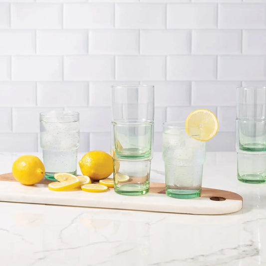 Clear Green Glass, Glassware, 8 Pack, 15 oz