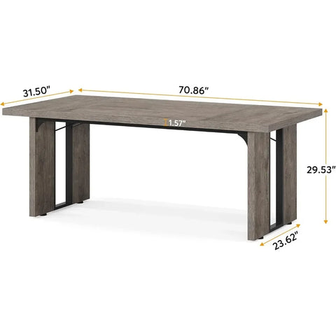 Large Dining Table for 6 To 8 People, Rustic Farmhouse Style Dinner Table, Rectangular Dining Table for Kitchen, Dining Room