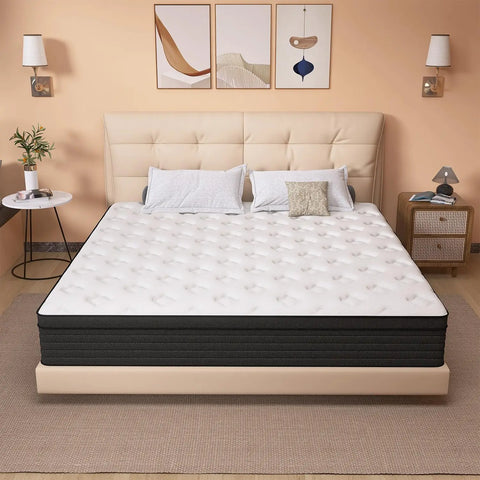 King Mattress, 12 Inch Individual Pocket Springs with Gel Memory Foam Hybrid King Size Mattress with Pressure Relief