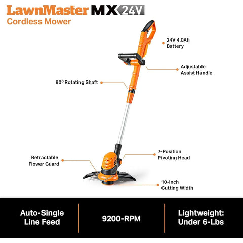 20VMWGT 24V Max 13-inch Lawn Mower and Grass Trimmer 10-inch Combo with 2x4.0Ah Batteries and Charger