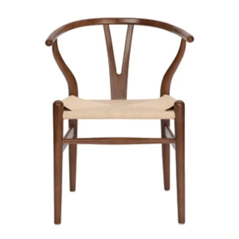 Wishbone Chair Y Chair Solid Wood Dining Chairs Rattan Armchair Natural (Ash Wood - Walnut)