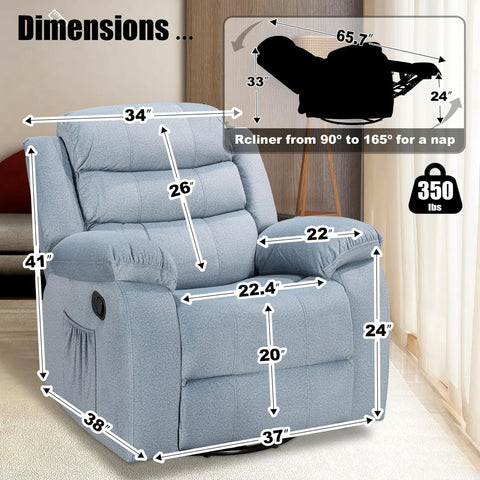 Recliner Chairs, Adults Manual Reclining Sofa Chair Oversized Recliner Chair for Living Room Comfy, Recliner Chair