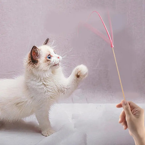 Cat Wand Toy Silicone Cat Toy Teaser Silicone Silicone Cat Stick Mice Tail Cat Toy For Medium Cats Pets Small