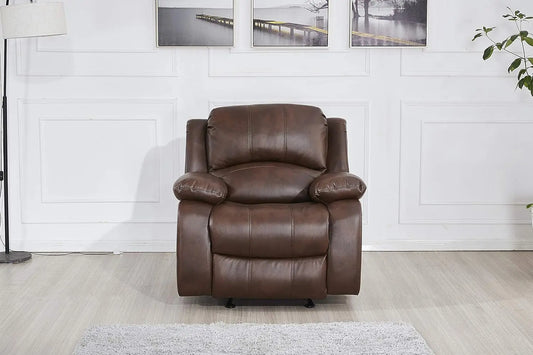 Furniture Bonded Leather Reclining Sofa Loveseat Glider Chair in Multiple Colors, 8018 (Brown, Glider Chair)