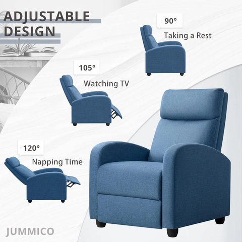 Recliner Chair Adjustable Home Theater Single Fabric Recliner Sofa Furniture with Thick Seat Cushion and Backrest Modern